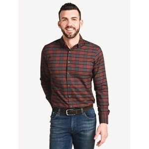 Mizzen+Main McCallister Shirt Men's XL Red/Gray Plaid Flannel Quick-Dry Trim Fit